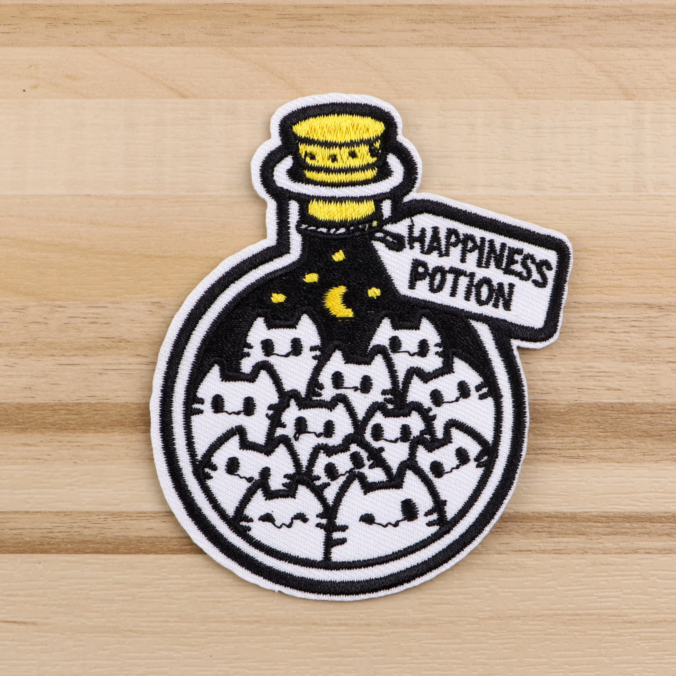 Parche bordado de gato negro, parches termoadhesivos para planchar veneno de felicidad para ropa, insignias para coser DIY - imagen 5