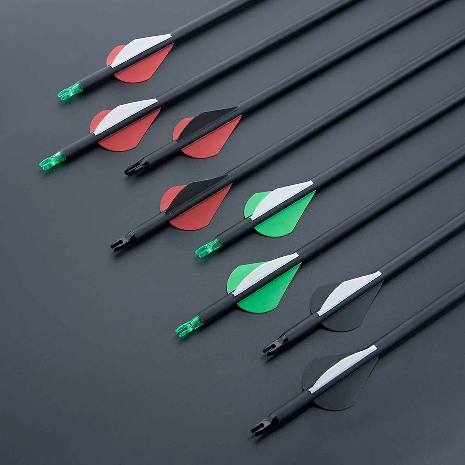 Flechas de carbono mixto para tiro con arco recurvo, accesorio para caza y tiro al aire libre, 12 piezas, 28 pulgadas, 500 - imagen 4