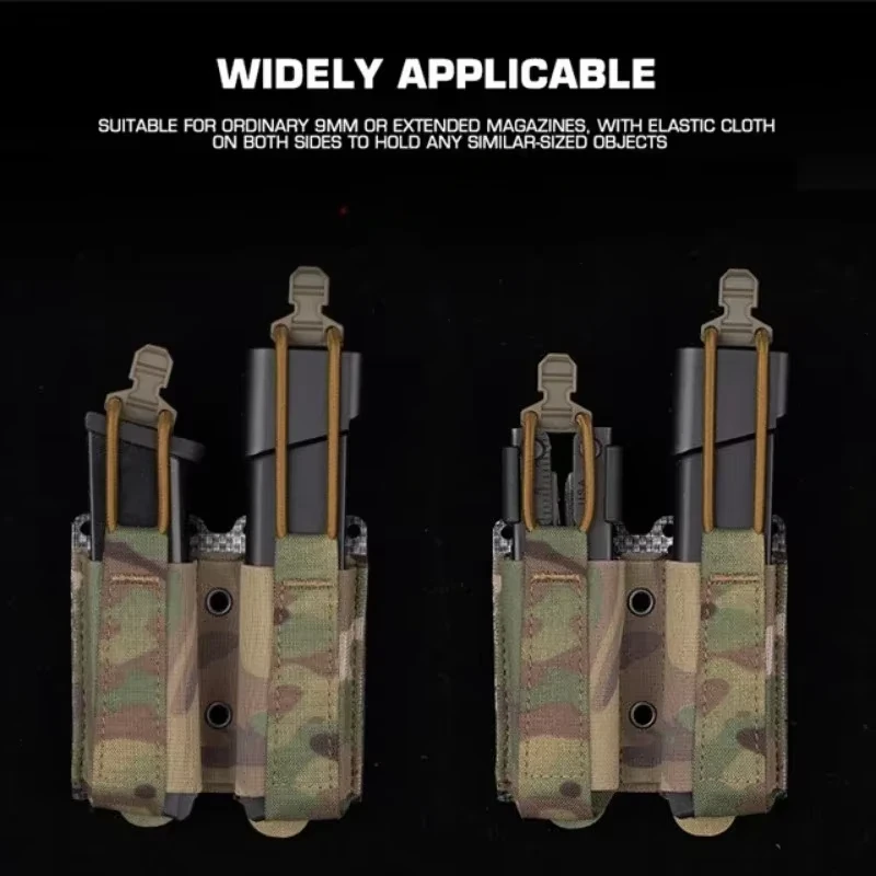 ERQYGRA-bolsa táctica de doble revista, 9mm, linterna de caza, riñonera, sistema Molle de pistola, accesorios de Paintball, deportes de juego de guerra - imagen 3