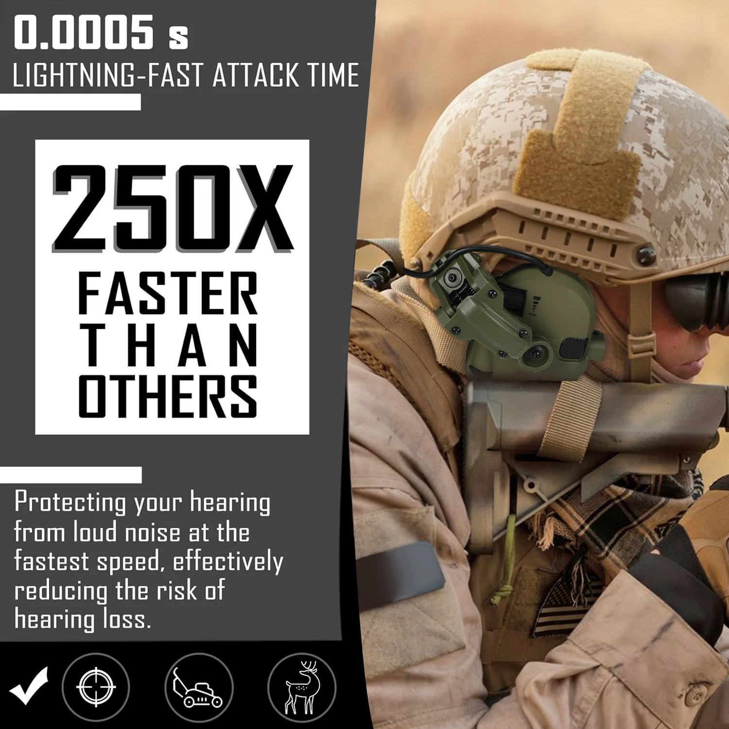 Nueva versión con Clip para casco, orejera táctica, protección auditiva electrónica NRR 23dB para tiro militar, entrenamiento de tiro y caza - imagen 5