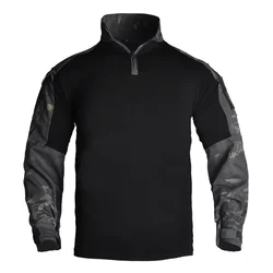 Camisa de Safari para hombre, ropa de camuflaje para exteriores, manga larga, trabajo, Camping, pesca, Softair, ropa para hombre con cremallera 1/4, camisas de senderismo