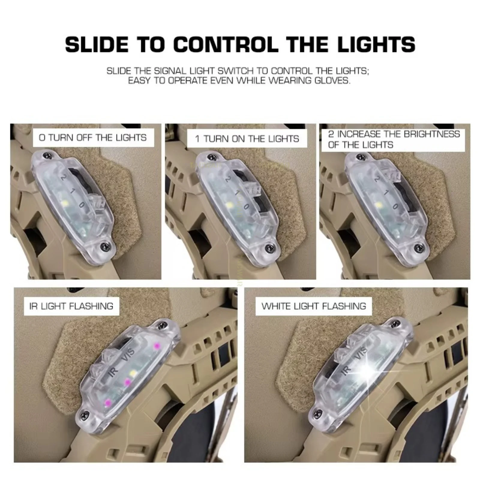 Luz de señal Compatible con rieles de arco Modulares para casco táctico Airsoft de corte súper alto, 2 uds. - imagen 4