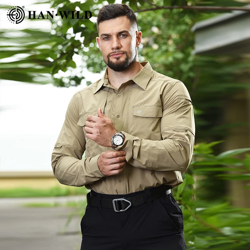 HAN WILD uniforme de caza, traje de secado rápido, camisa de senderismo, ropa táctica militar, blusa informal sólida, pantalones Cargo, trabajo al aire libre - imagen 5