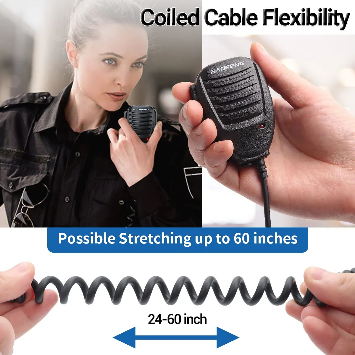 Altavoz Baofeng Walkie Talkie UV 9R Plus, micrófono de radio de 2 vías, altavoz PTT resistente al agua, micrófono para UV9R Plus Pro BF A58 BF 9700 - imagen 4