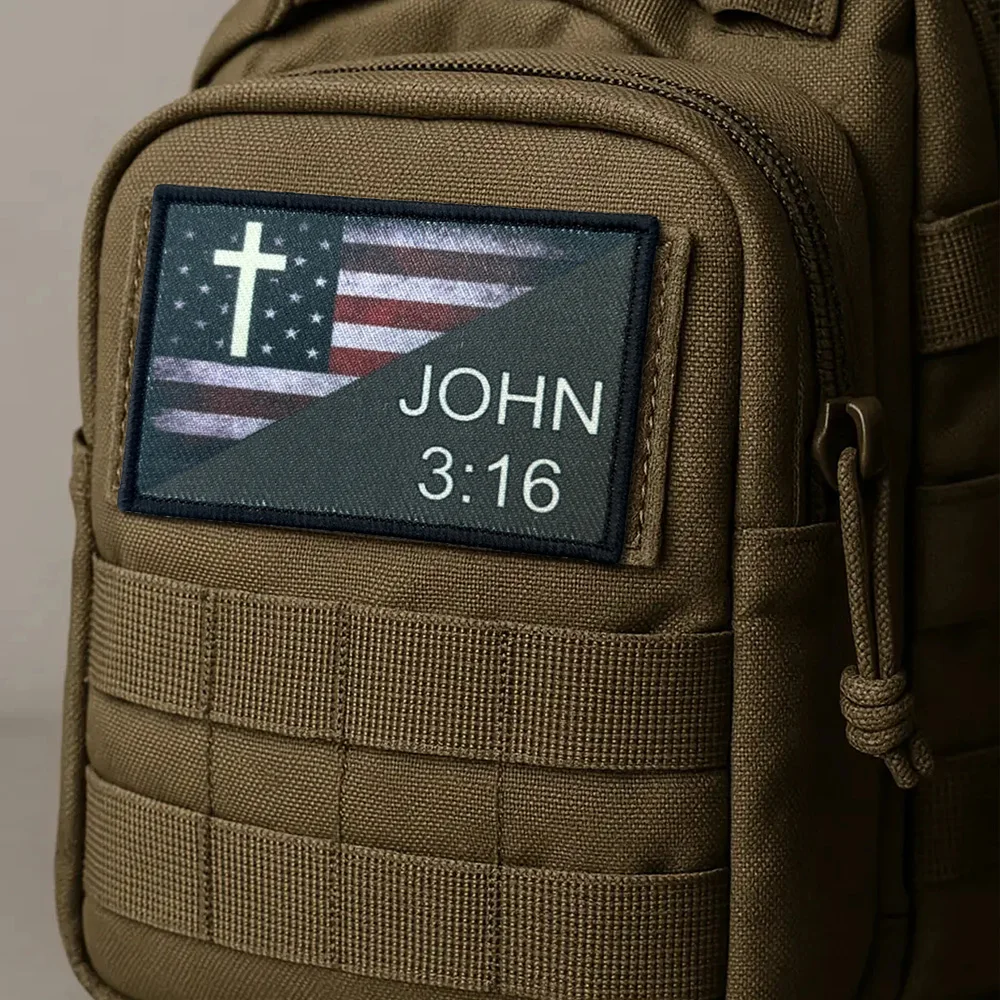 Parche táctico con bandera de John 3:16, parches de gancho y bucle, insignia de moral, brazalete del ejército militar, decoración, pegatinas para mochila