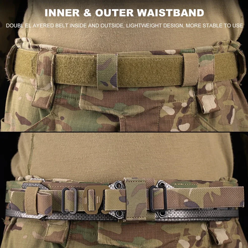 Cinturón táctico Molle 2 en 1, cinturón ligero para entrenamiento de caza, cinturón de batalla, hebilla de liberación rápida, equipo de cinturón de tiro Airsoft para hombres - imagen 4