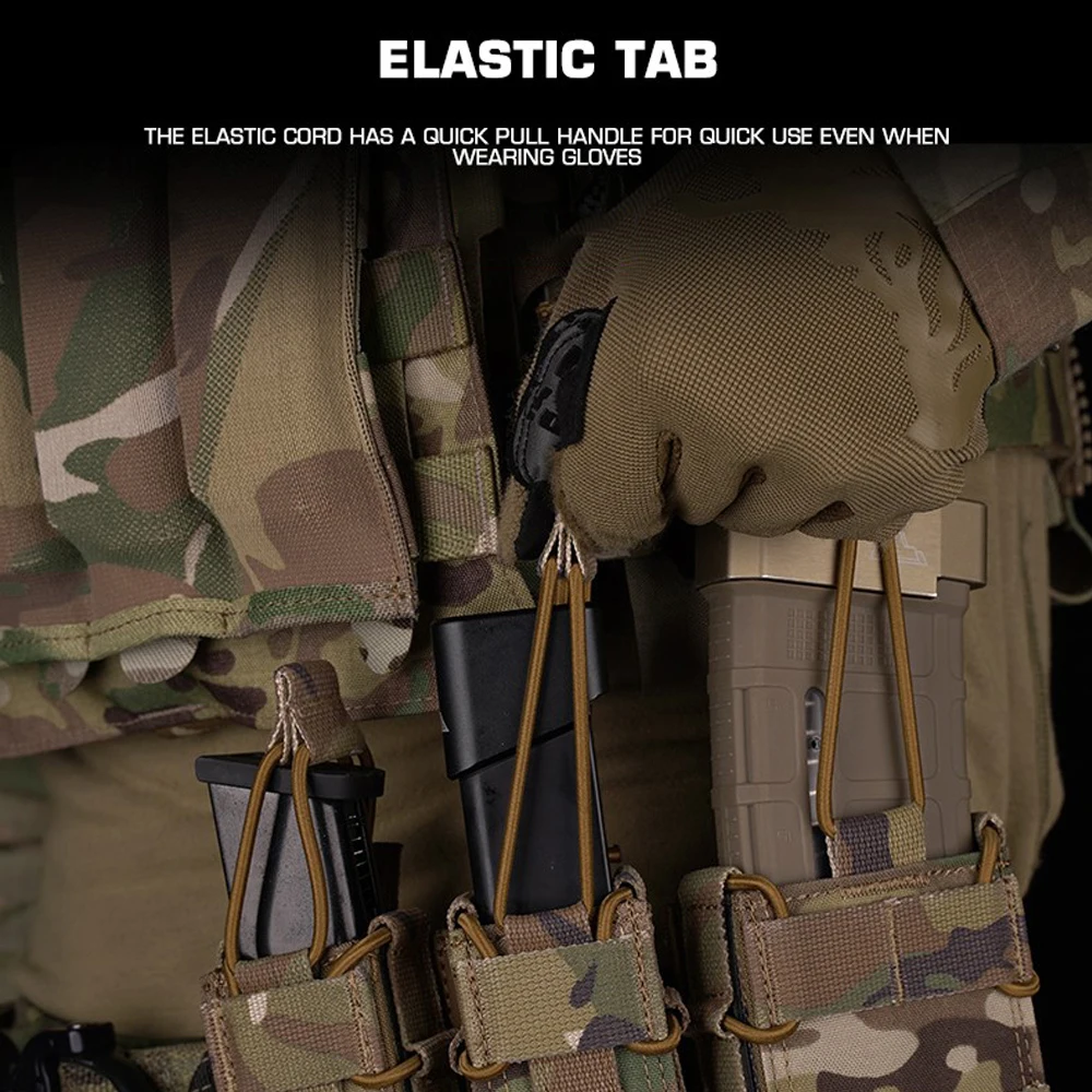 Bolsa táctica para revista de una sola pistola, fijación de cordón elástico Molle para caza al aire libre, Airsoft, soporte magnético de 9mm, equipo para linterna - imagen 5