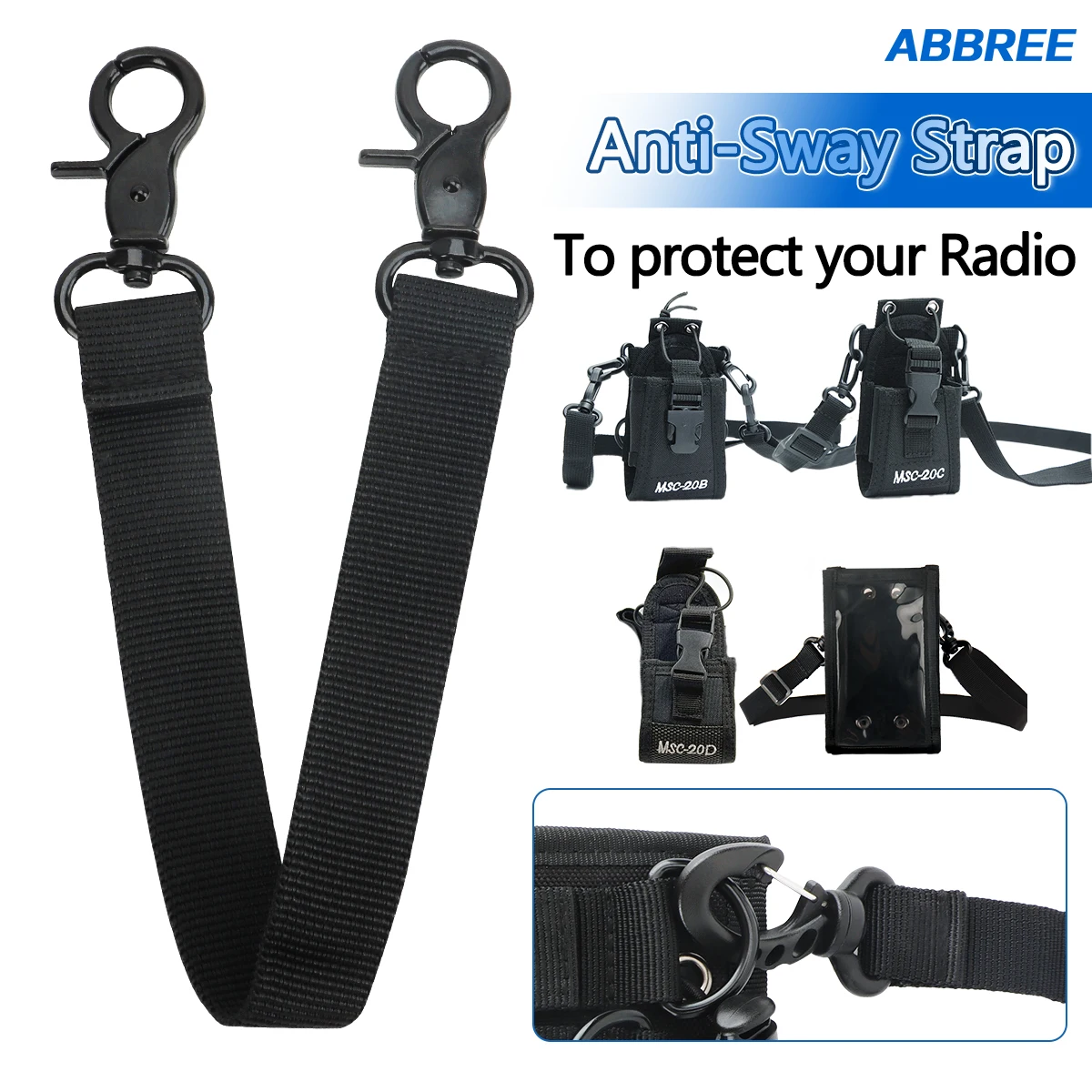 ABBREE-funda de Radio con correa antideslizante de nailon, compatible con Baofeng MSC 20A 20B 20C 20D 20K, correa para escalar al aire libre