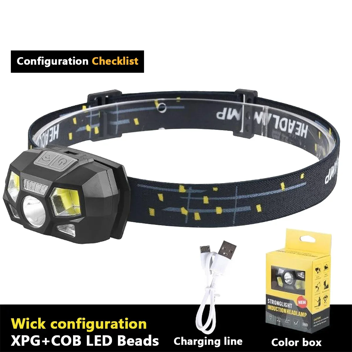 Luz táctica para casco con carga USB, faro de inducción, lámpara de señal impermeable, faro para caza y pesca - imagen 4