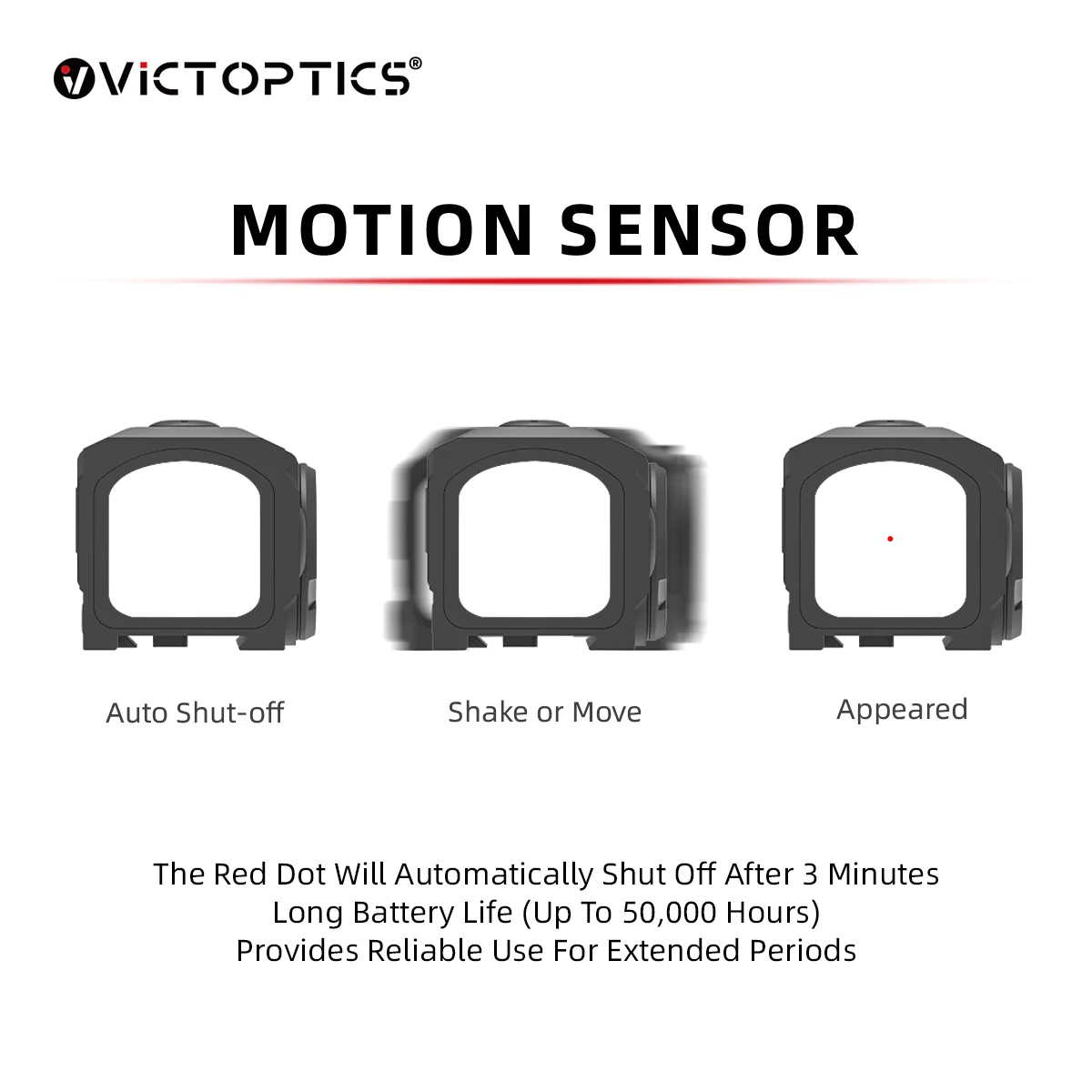 VictOptics SRD 1x18x20 Mira de Punto Rojo 4MOA con Sensor de Movimiento para Glock compatible con A.C.R.O., 9 Niveles de Brillo, Batería Lateral para Tiro Táctico con Pistola - imagen 4