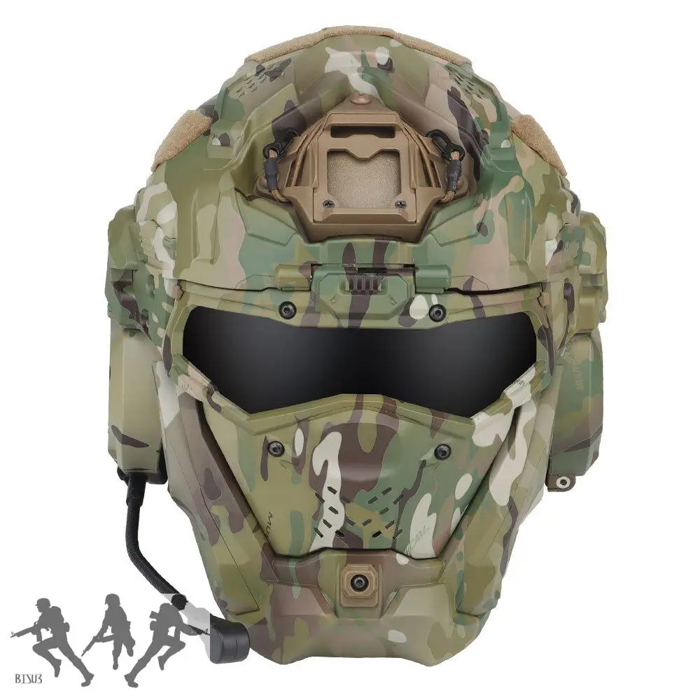 Casco táctico Airsoft Fast w-ronin II, cascos integrados, ventilador antivaho, máscara abatible, lente de repuesto, deportes de tiro de Paintball - imagen 2
