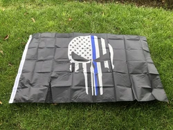 Sky bandera Punisher azul 90x150 cm - policial decorativa fondo negro