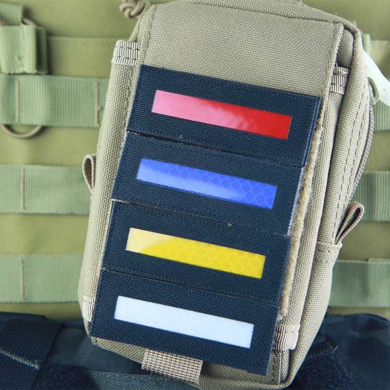Parches tácticos de nailon con tira reflectante, apliques de identificación al aire libre de visión nocturna para decoración de mochila de ropa - imagen 3