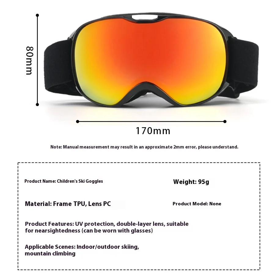 JSJM-gafas de esquí antiniebla profesionales para niños, lentes de doble capa UV400, bonitas gafas de esquí para Snowboard, regalo de Navidad y Año Nuevo - imagen 2