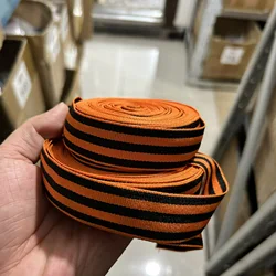 2.5cm Wide 1m Long Commemorative Ribbon Orange Black Stripe Soviet Era Style Decorative Ribbon for Historical Displays Craft Sup