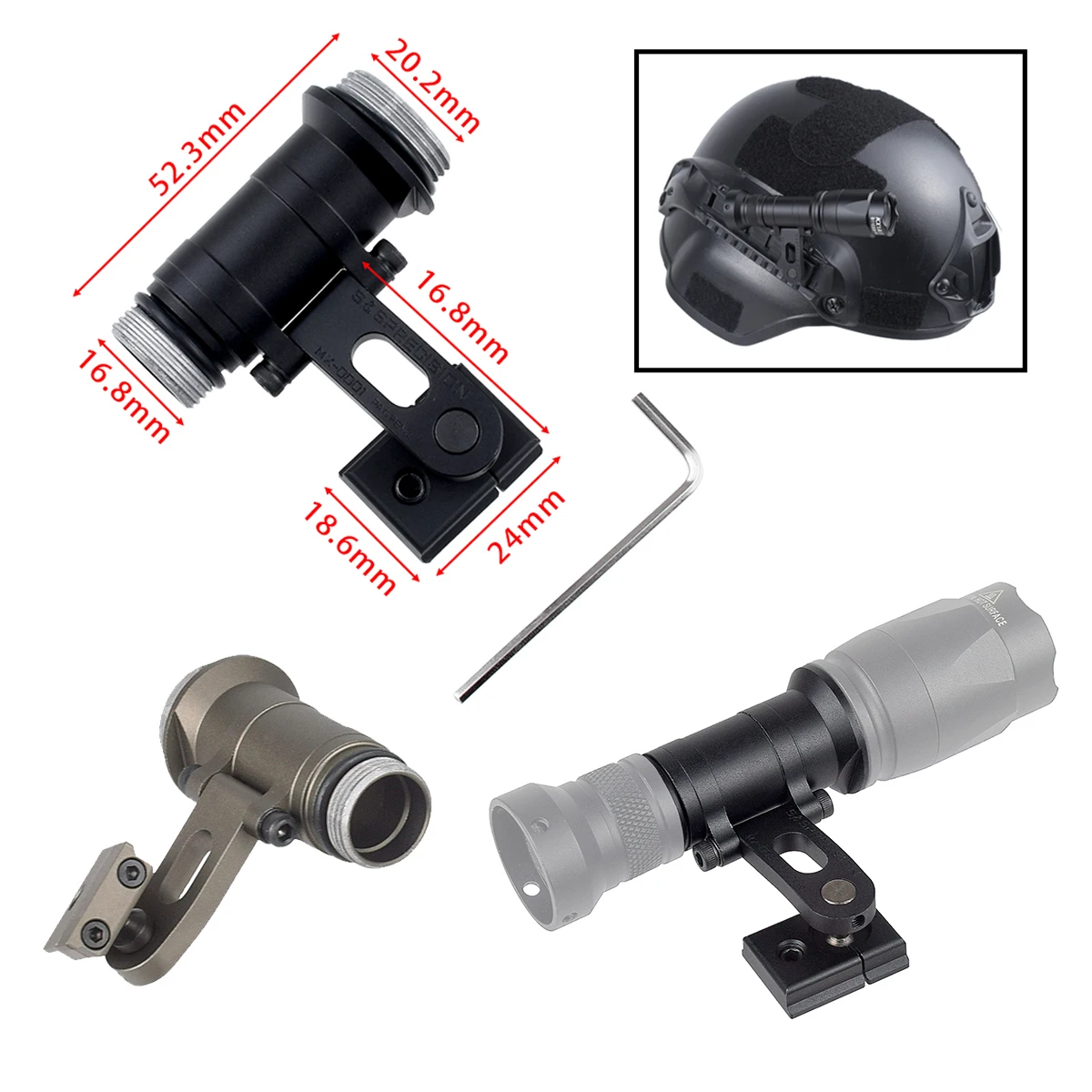 Surefire M300 Linterna LED táctica para casco – Airsoft y caza - imagen 5