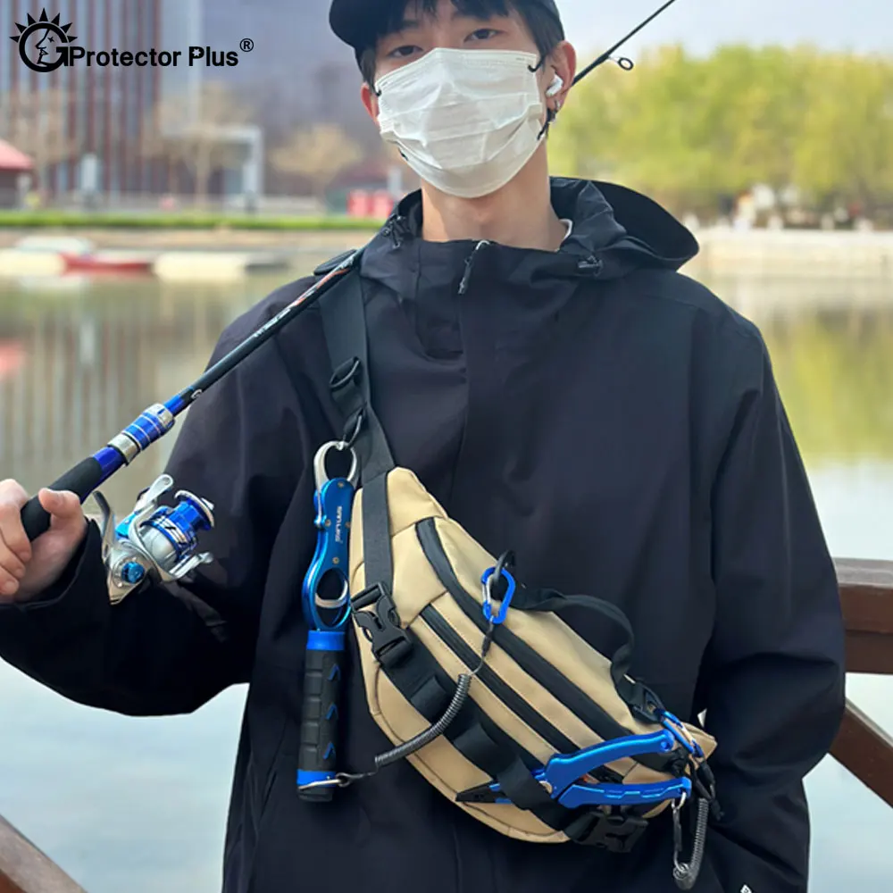 Riñonera para aparejos de pesca de 5L, riñonera impermeable para el pecho, bolso de hombro multifuncional para exteriores para hombre, dispositivos y alicates de Control de peces - imagen 2