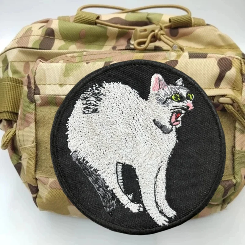 Parche bordado de gato para ropa, parches tácticos con gancho y bucle, pegatinas para mochila - imagen 2