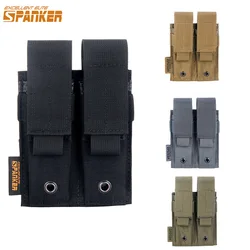 Bolsa táctica para revista de pistola, bolsa doble Mag de 9MM, cinturón Molle, soporte para linterna, bolsa para accesorios de caza y pistola