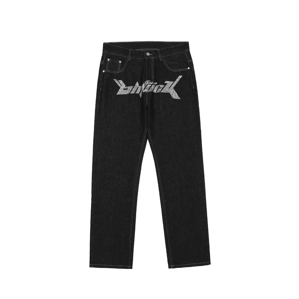 Pantalones vaqueros holgados estampados para hombre, Jeans rectos Harajuku, Hip Hop, ropa de calle Punk - imagen 4