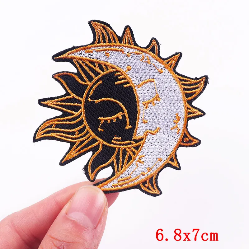 Parches bordados de sol para ropa, parches de apliques de montañas exteriores DIY para ropa, espacio, naturaleza, aventura, parches para planchar - imagen 3