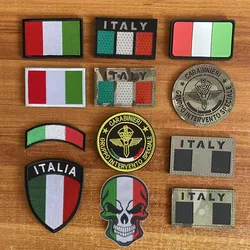 Parches bordados con apliques de ropa con emblema de bandera de Italia, insignias de mochila italiana reflectantes IR, pegatinas de brazalete táctico militar