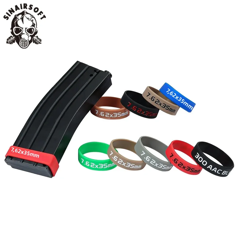 6 unids/pack revista táctica banda para marcar Rifle Airsoft anillo de goma elástico Mag para 7,62 MM Nato 300 ACC BLK Airsoft Rifle caza - imagen 3