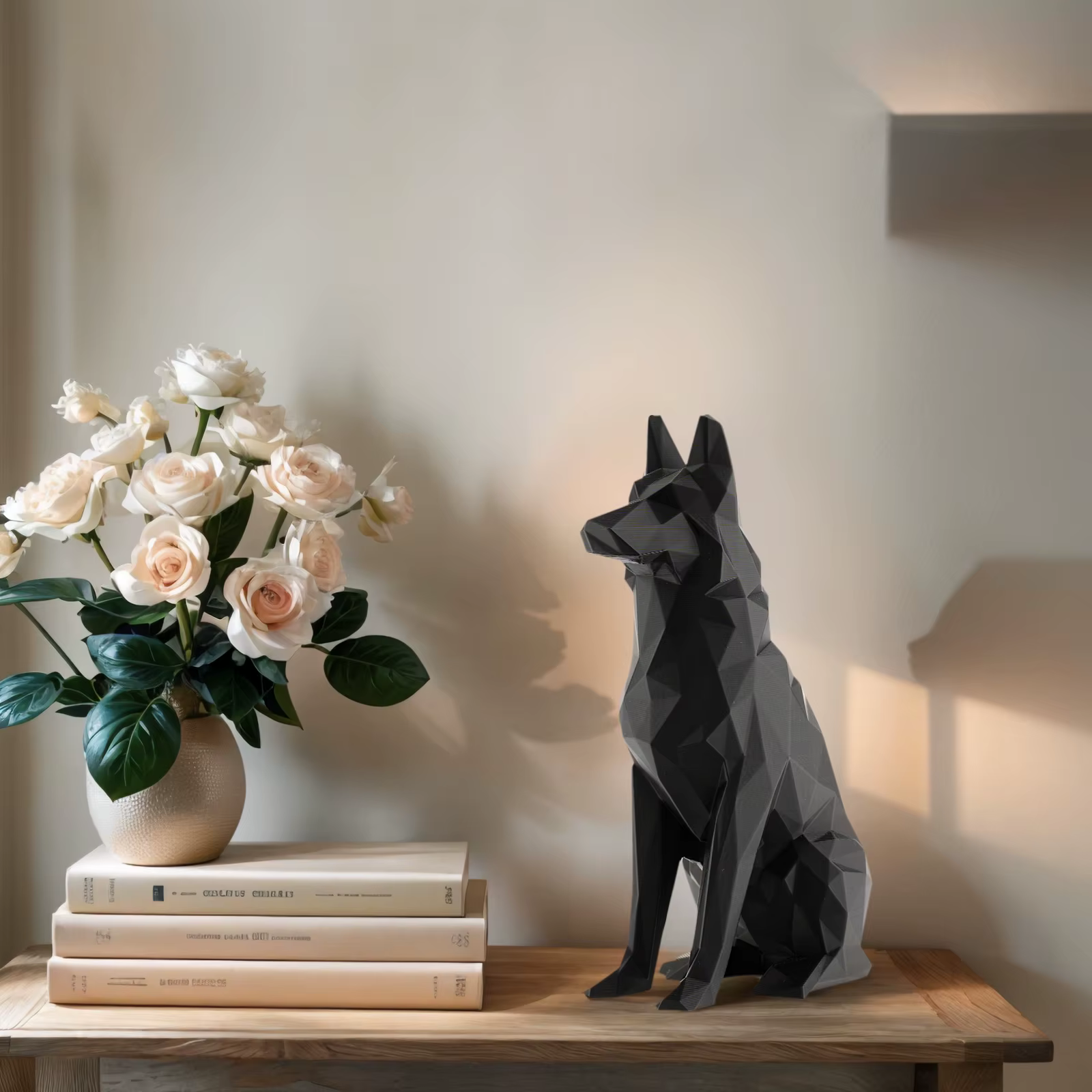 Estatuilla de pastor alemán negro para decoración habitación o coche