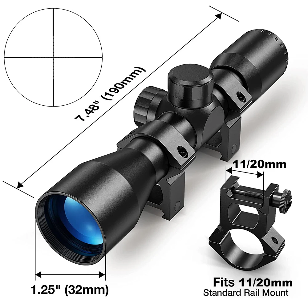 Mira telescópica compacta para Rifle 4x32 3-9x40, óptica de mira para caza, mira telescópica táctica para riel Picatinny de 11/20mm - imagen 4