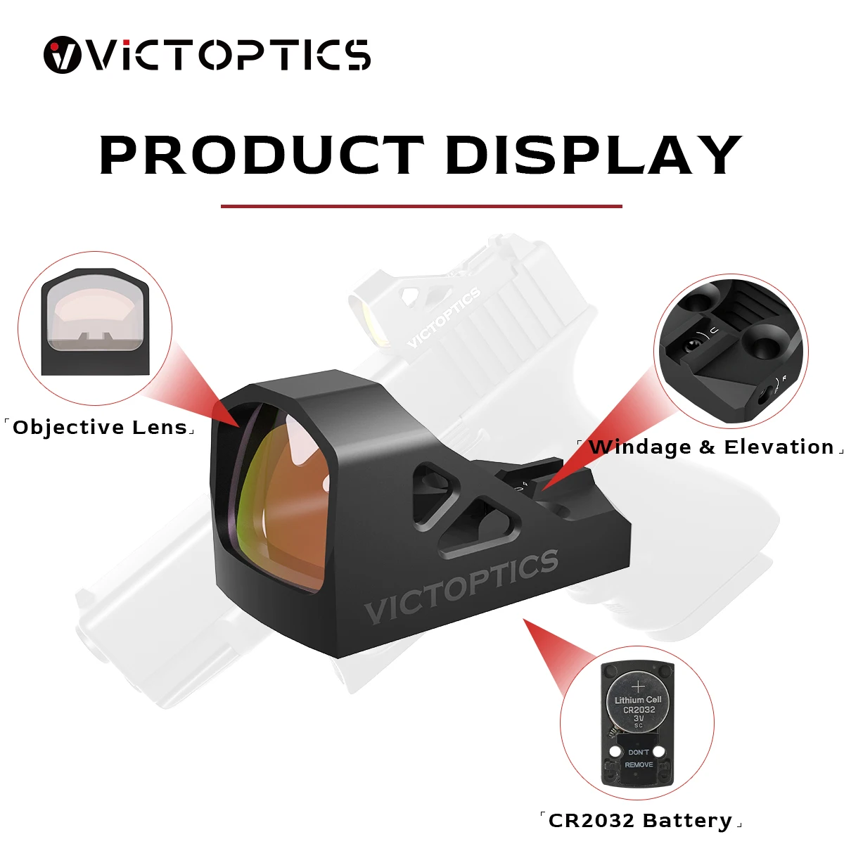 VictOptics SRD 1x16x20 Mira de Punto Rojo, Compatible con RM_S/RM_Sc/RM_Sx, Hecho de Aluminio 7075-T6, Sensor de Luz Automático - imagen 3