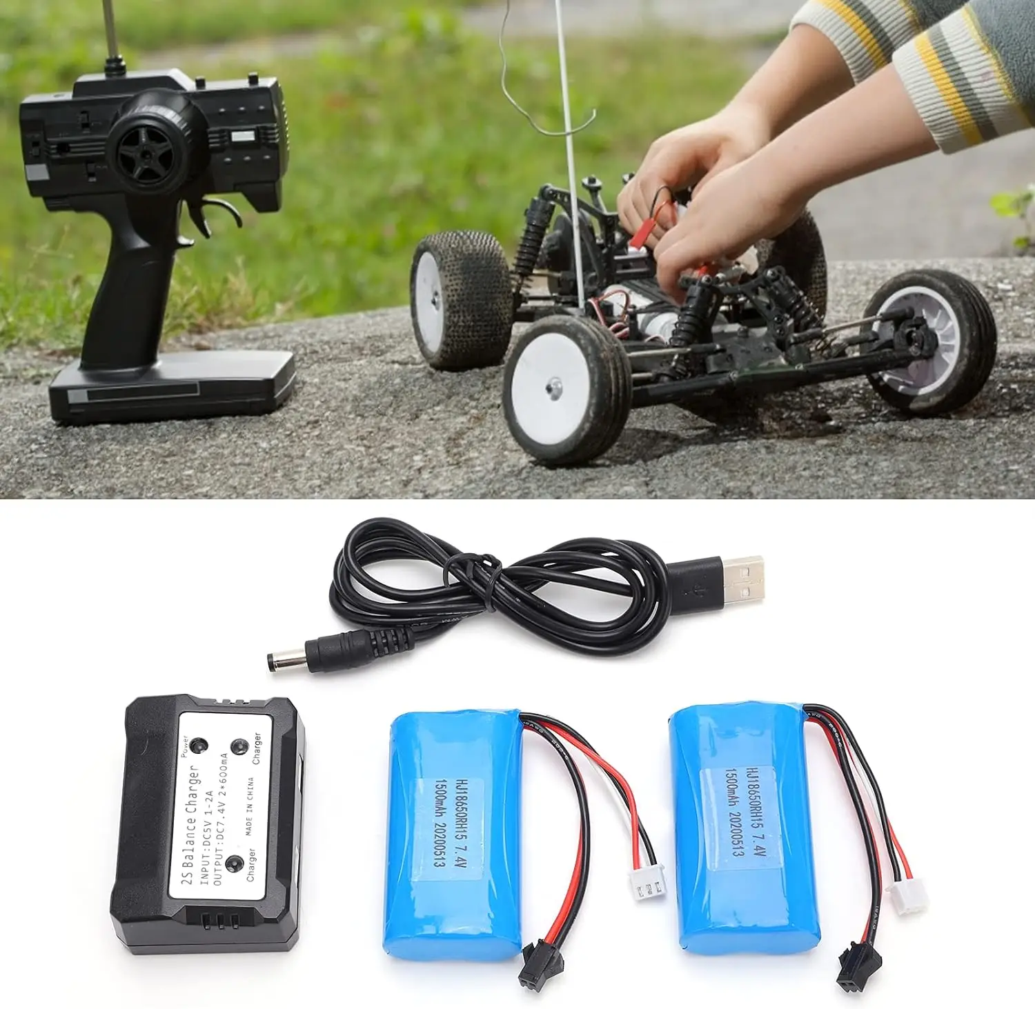 7,4 V 1500mAh 15C LiPo batería SM-2P enchufe con cargador para Wltoys 12428 12401 12402 12403 12404 12423 FY-03 FY01 FY02 juguetes Rc - imagen 4