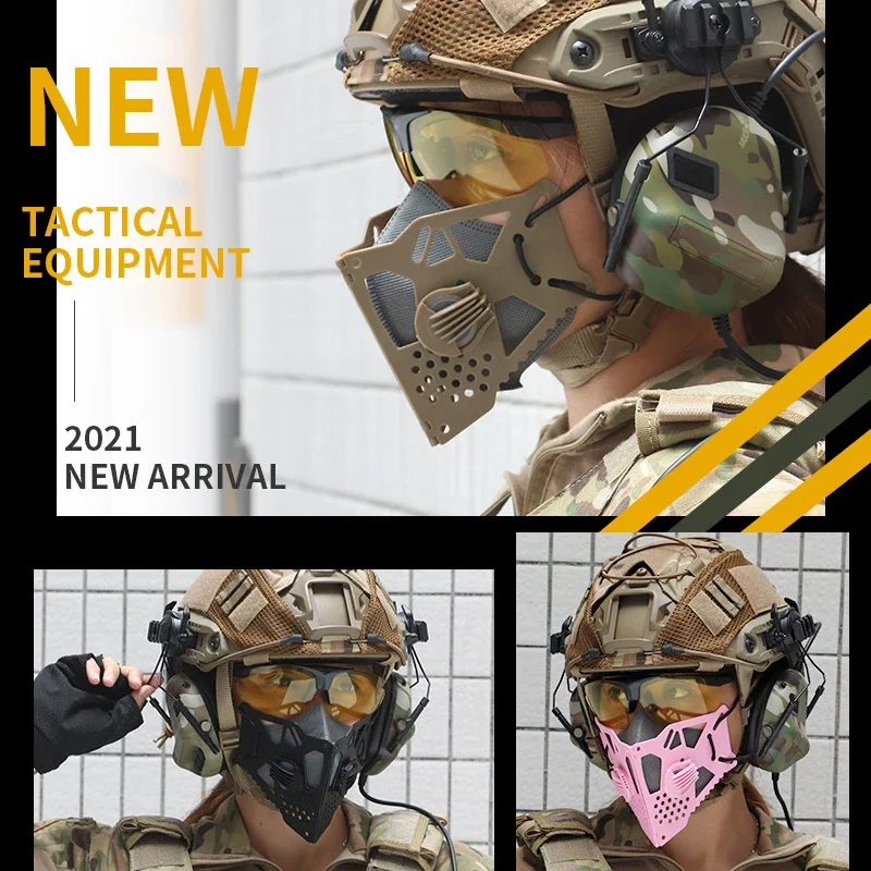 Máscara táctica con filtro reemplazable juego de guerra CS Paintball máscara protectora media cara caza tiro máscaras protectoras de Cosplay - imagen 5