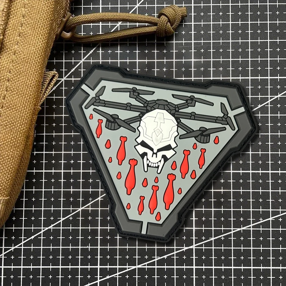 Parche táctico Droneskeleton Missile Morale, gancho y bucle de PVC, equipo divertido del ejército, pegatina para mochila para ropa, brazalete militar - imagen 5