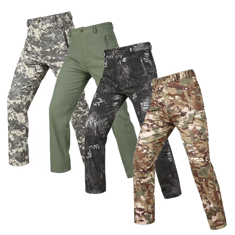 Pantalones de senderismo resistentes al desgaste para invierno al aire libre, pantalones tácticos negros para hombre, pantalones de entrenamiento de combate, pantalones de lana, pantalones de trabajo Cargo - imagen 5