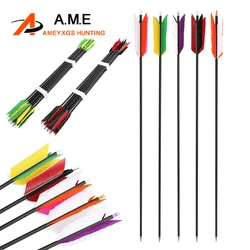 6/12 Uds flechas de carbono mezcladas 31,5 pulgadas flecha de tiro con arco pluma de pavo columna vertebral 500 ID 6,2mm OD 7,8mm arco recurvo tiro caza