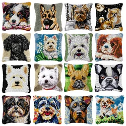Kit gancho pestillo bordado animales – Cojín vintage decorativo