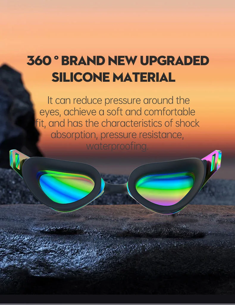 JSJM-gafas de natación antiniebla profesionales para adultos, gafas de natación de silicona ajustables impermeables con lente gran angular HD para hombres y mujeres - imagen 3