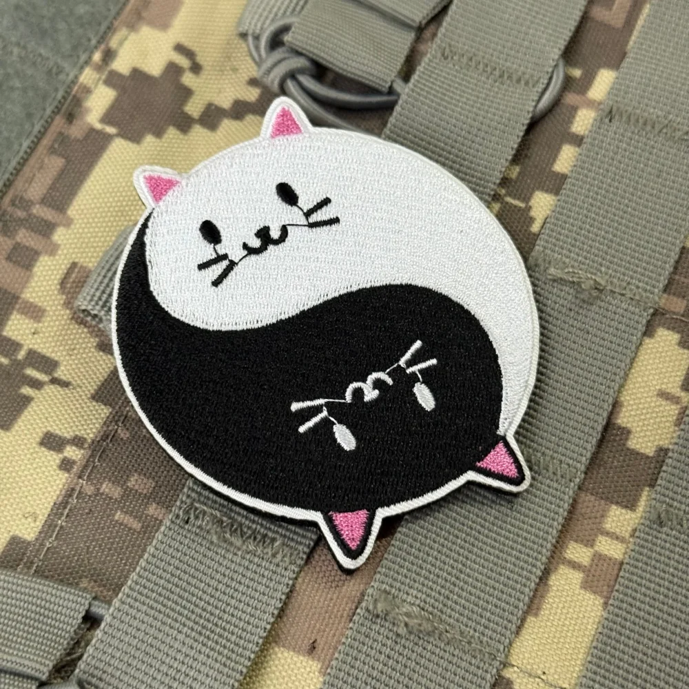 Parche de gato bebé Yin y Yang "Finally Home", parches impresos personalizados de moral divertida, gancho militar táctico, pegatina de bandera para mochila - imagen 5