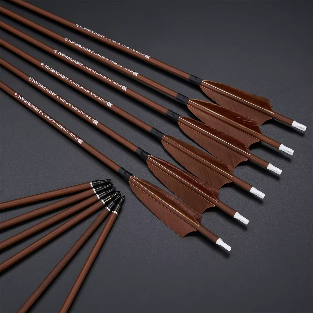 Toparchery Flechas de carbono con plumas naturales para arco compuesto - imagen 3