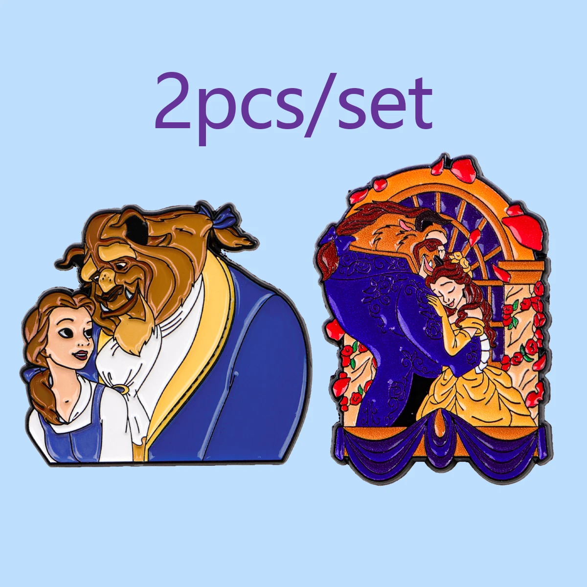 2 unids/set de alfileres esmaltados de monstruo de película, broche de princesa de dibujos animados, Pin de solapa de Metal, insignia, accesorios para mochila, joyería, regalos para parejas