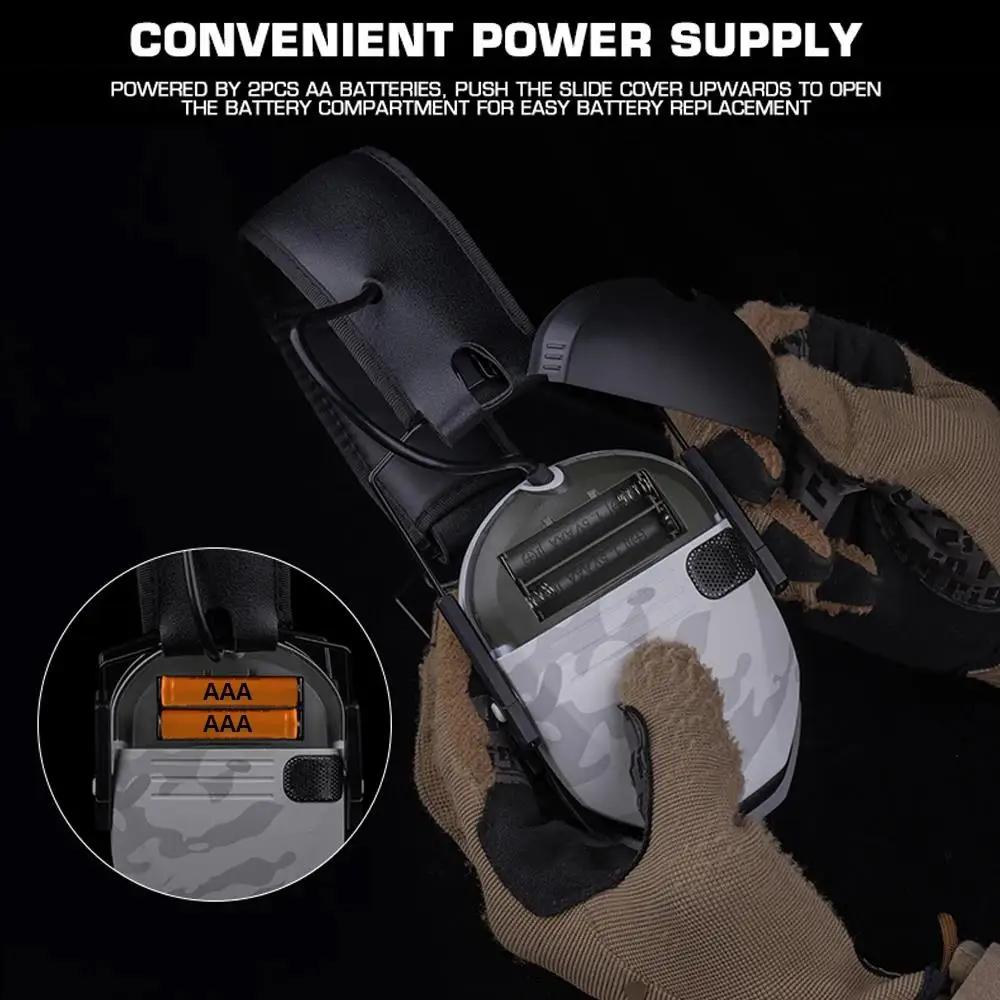 Orejera electrónica táctica para disparar, auriculares antiruido, amplificación de sonido, protección auditiva, auriculares plegables de camuflaje en 8 colores - imagen 4