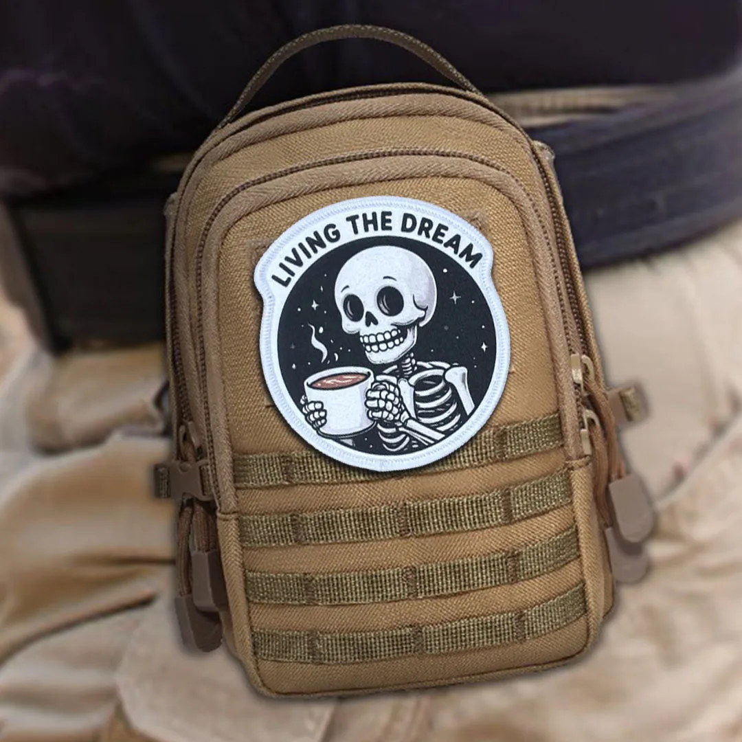 Parche táctico de calavera de LIVING THE DREAM, parches divertidos de gancho y bucle, insignia de moral militar, brazalete del ejército, pegatinas para mochila