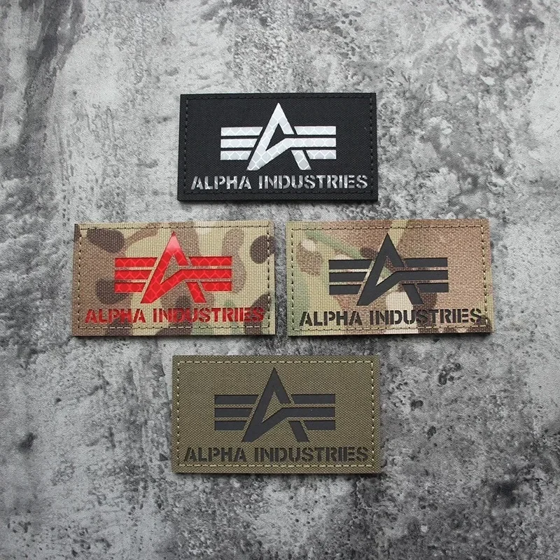 Parche bordado reflectante alfa, brazalete de gancho y bucle, emblema de moral militar, parches tácticos para mochila, pegatina, aplique de combate - imagen 4