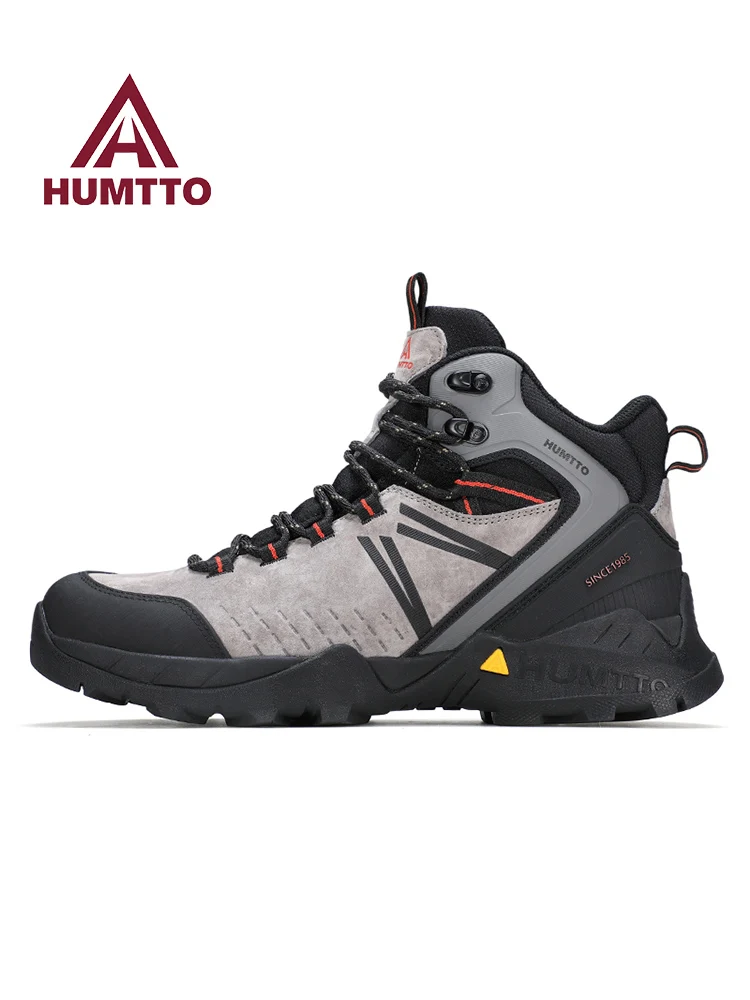 Zapatos de senderismo de piel de vaca HUMTTO, botas de caza impermeables para hombre, botas tácticas de combate en el desierto, botas de trekking para mujer, zapatillas tobilleras para caminar - imagen 3