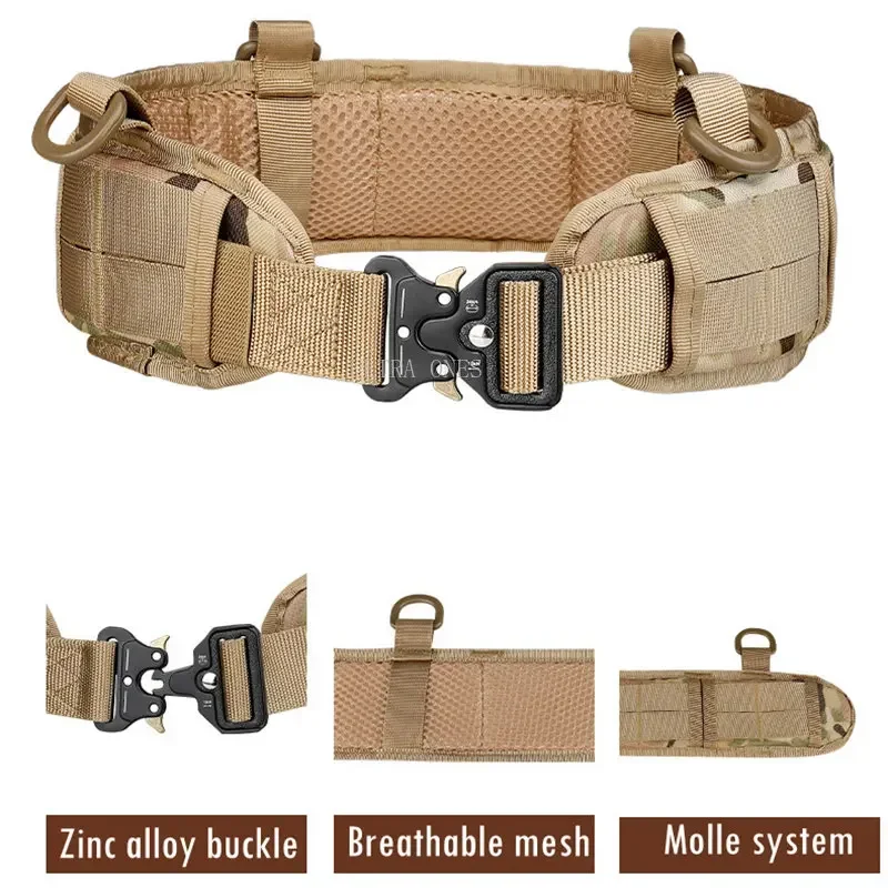 Cinturón táctico Molle Airsoft tiro caza CS multifunción al aire libre CS pretina de batalla senderismo escalada faja resistente - imagen 4