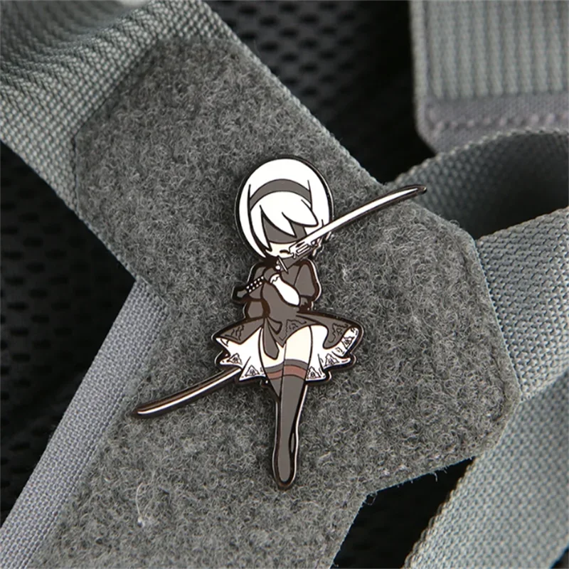 Pegatina de casco de mochila de dibujos animados de Metal para chica adolescente, parche mecánico Epoch, insignia creativa Q Edition, brazalete de chica adolescente, gancho y bucle - imagen 2