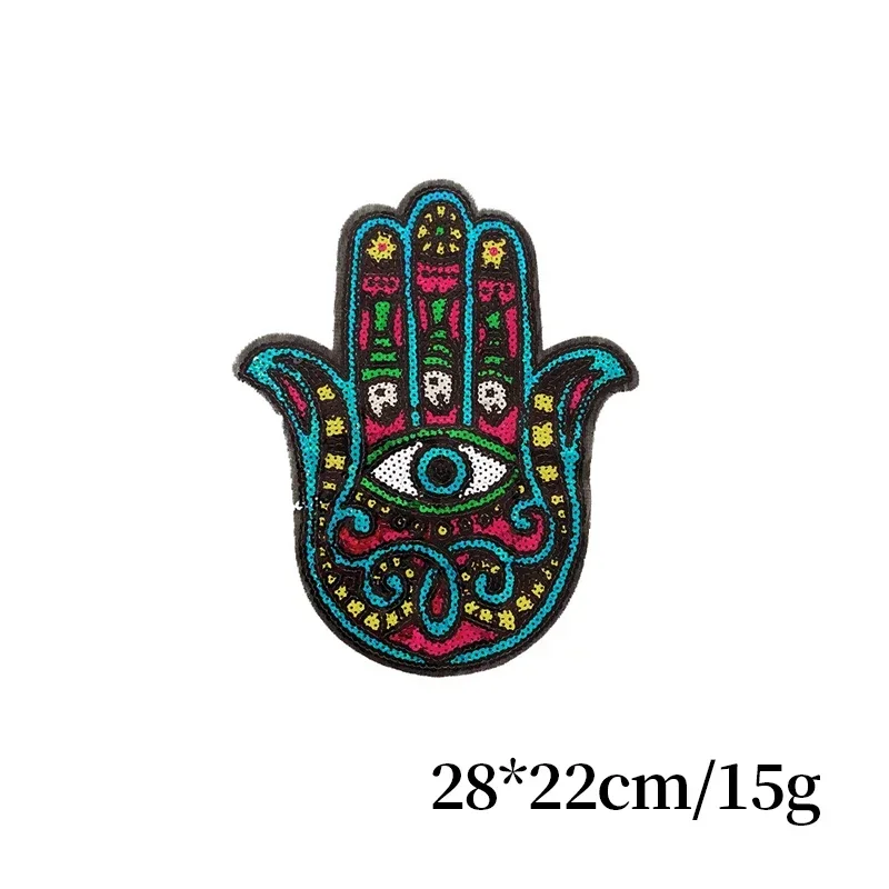 Parche de lentejuelas con icono de Ojos de mano para ropa, accesorios de ropa para planchar, apliques bordados DIY, parches de reparación de decoración - imagen 4