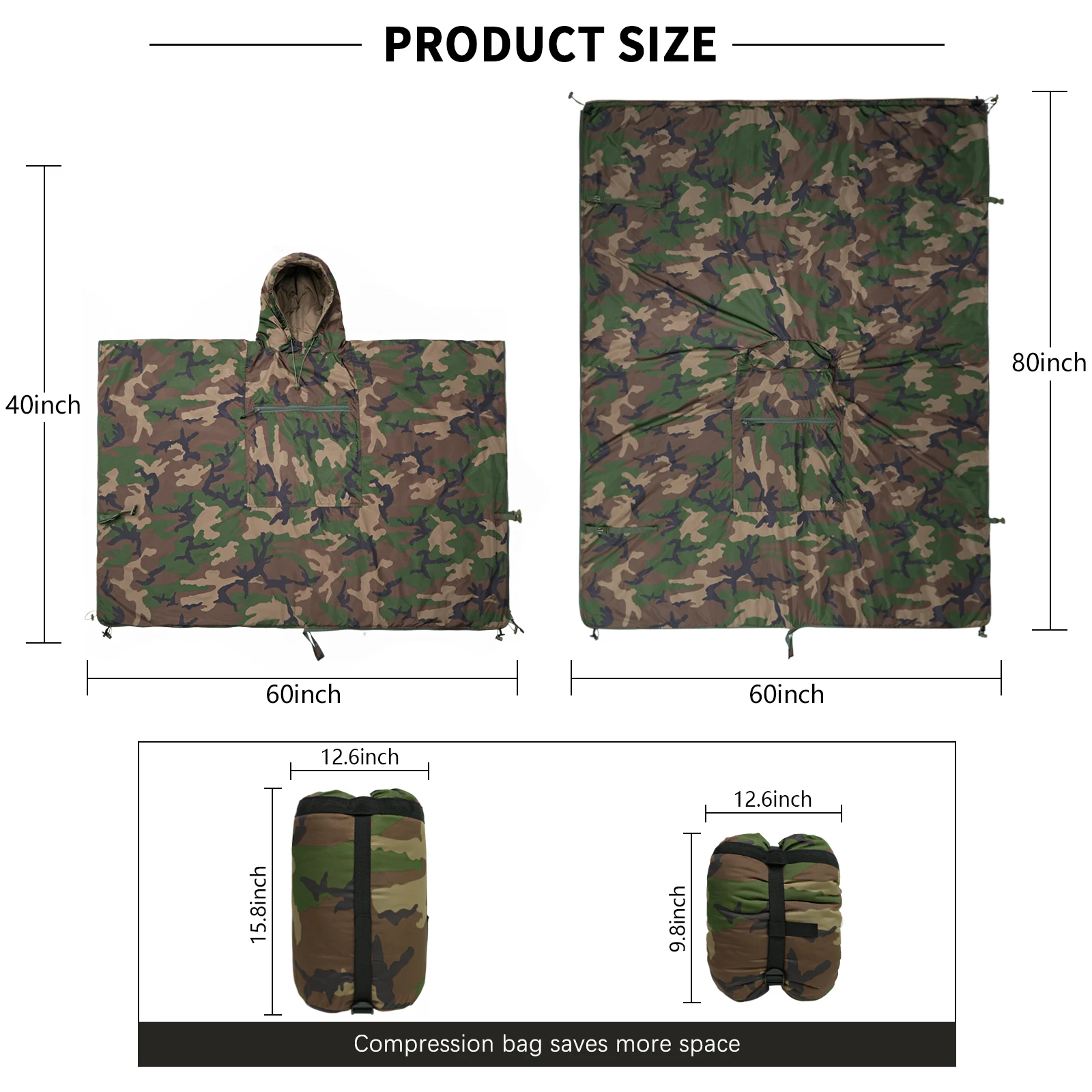 Saco de dormir estilo capa cálida para exteriores, saco de dormir portátil para ciclismo, senderismo, camping, turismo, almacenamiento de emergencia - imagen 2