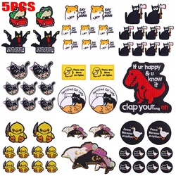 5 unids/lote gato dinosaurio Rana parche bordado para ropa dibujos animados/parche bordado de animales hierro en parches para planchar para ropa DIY