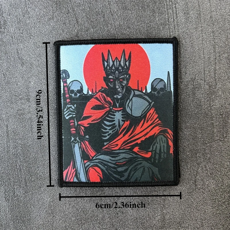 Parche estampado de rey esqueleto, insignia de moral táctica, parche militar con gancho, accesorios para mochila, pegatinas para ropa - imagen 5